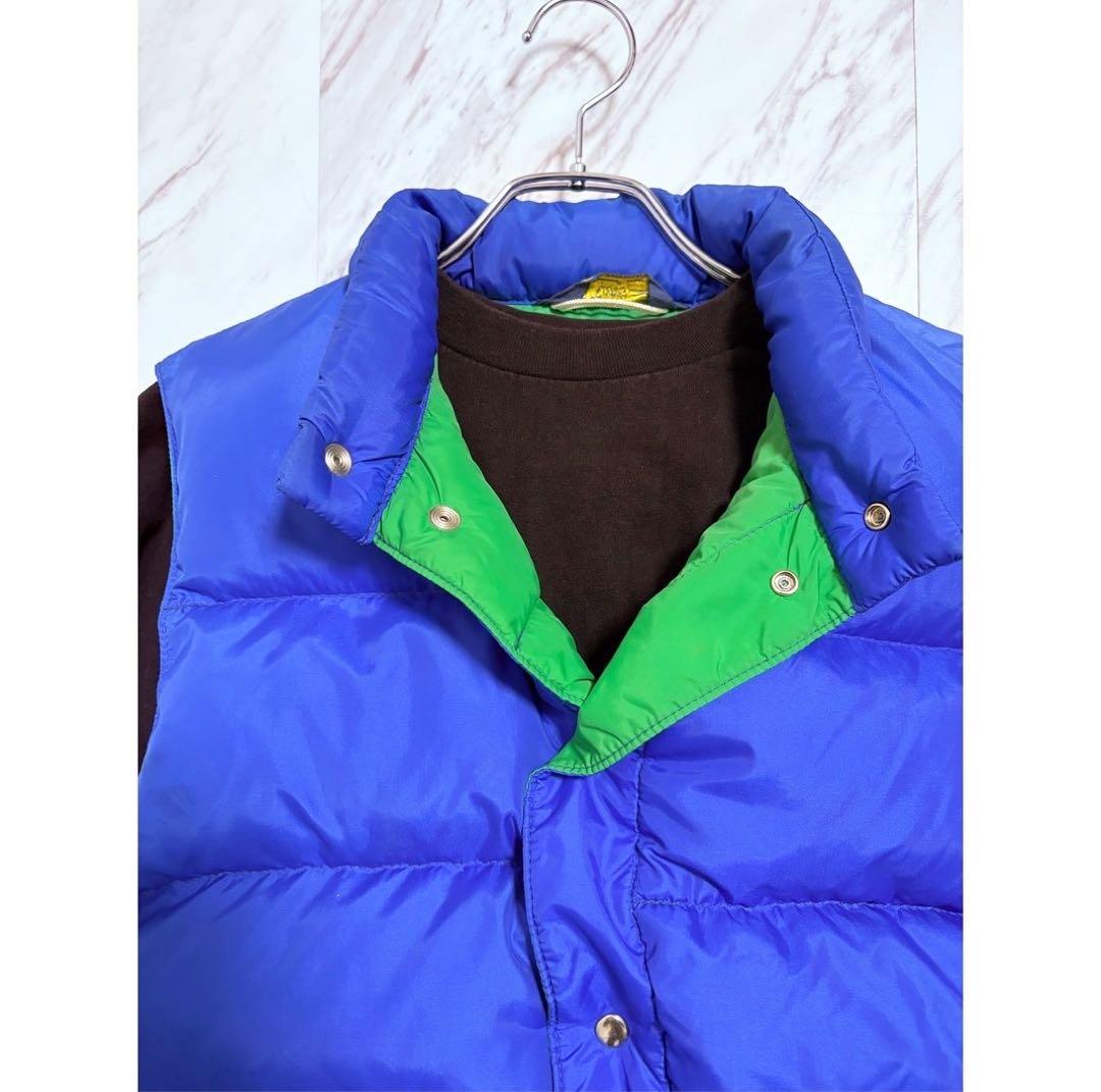 vintage 80s usa製 リバーシブル グリーンブルー ダウンベスト