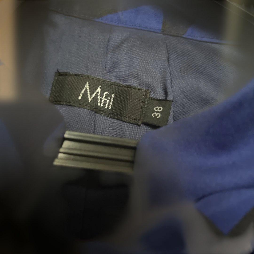 限界値下げ　美品　Mfil エムフィル ワンピース　青×黒の幾何学模様