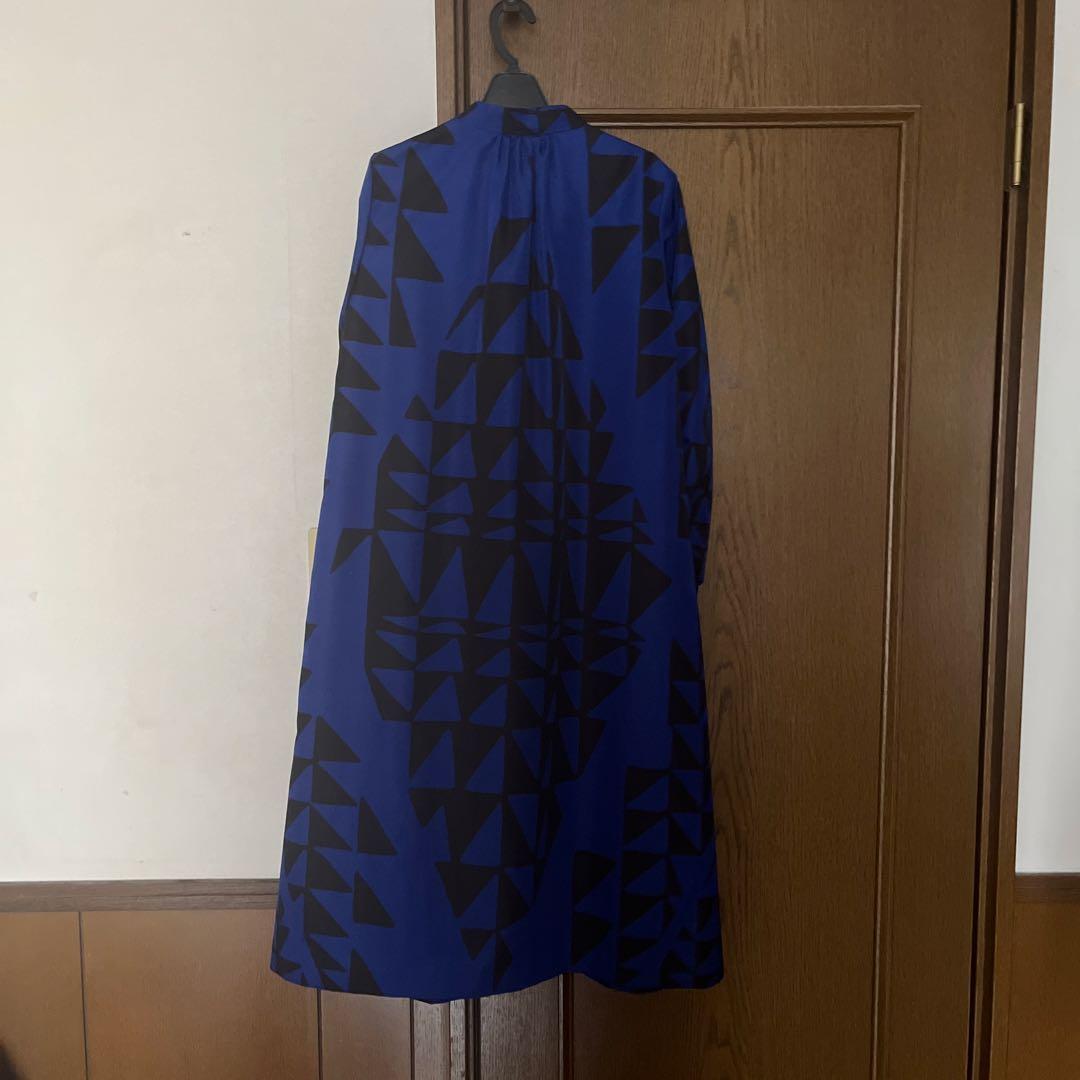 限界値下げ　美品　Mfil エムフィル ワンピース　青×黒の幾何学模様