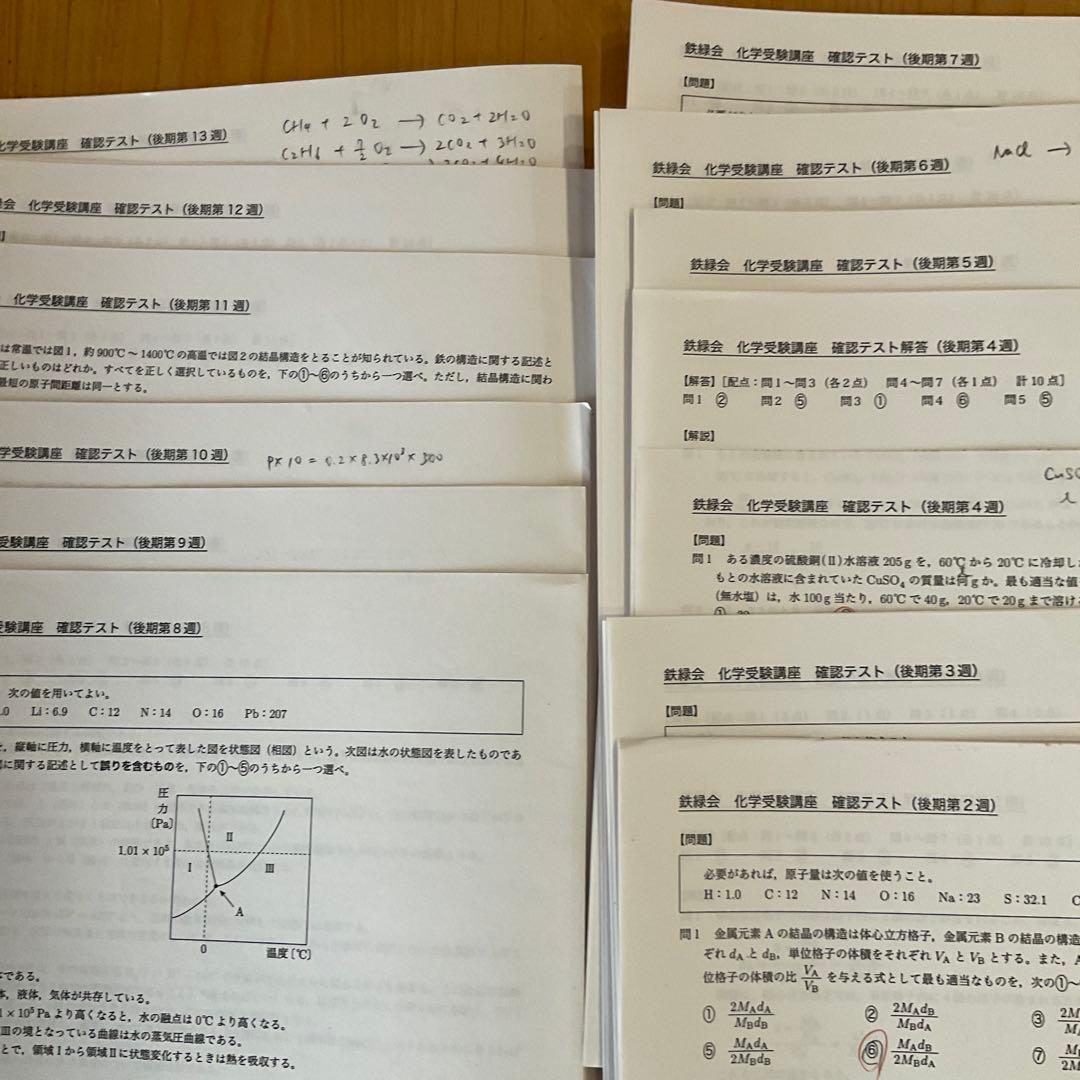 鉄緑会　化学　高２〜高３セット（化学・生物、おまとめ値引き）特価