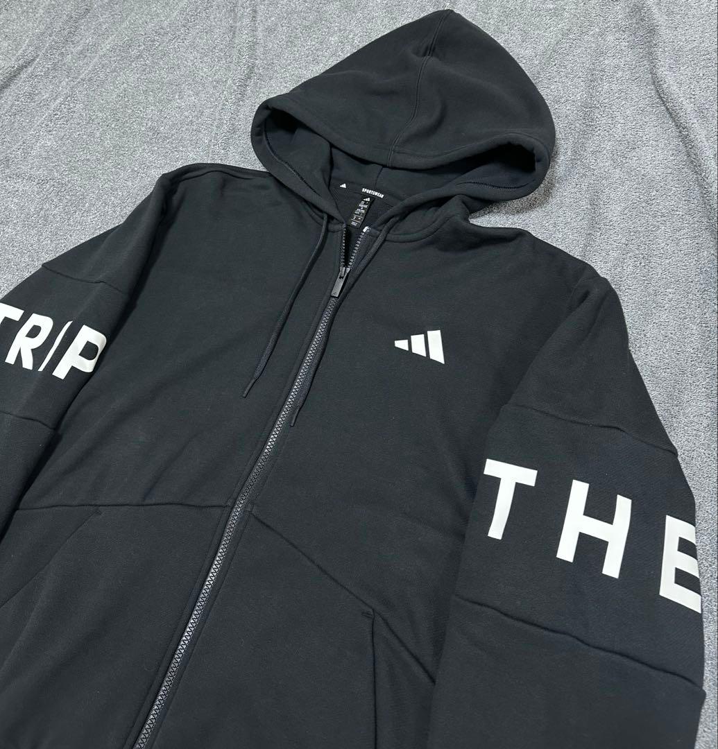 新品タグ付 adidas アディダス セットアップ スウェット 黒 L フーディ