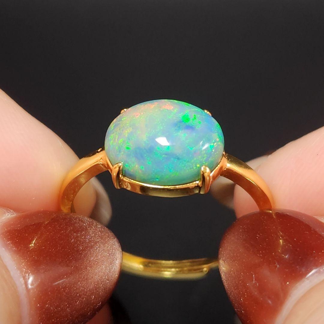 天然【新品】オパール フリーサイズリング silver925 ★ 大きめルース