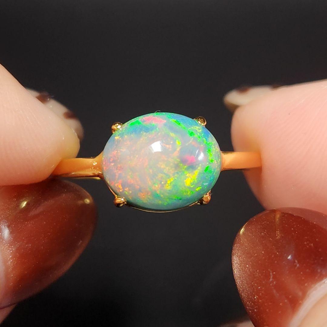 天然【新品】オパール フリーサイズリング silver925 ★ 大きめルース