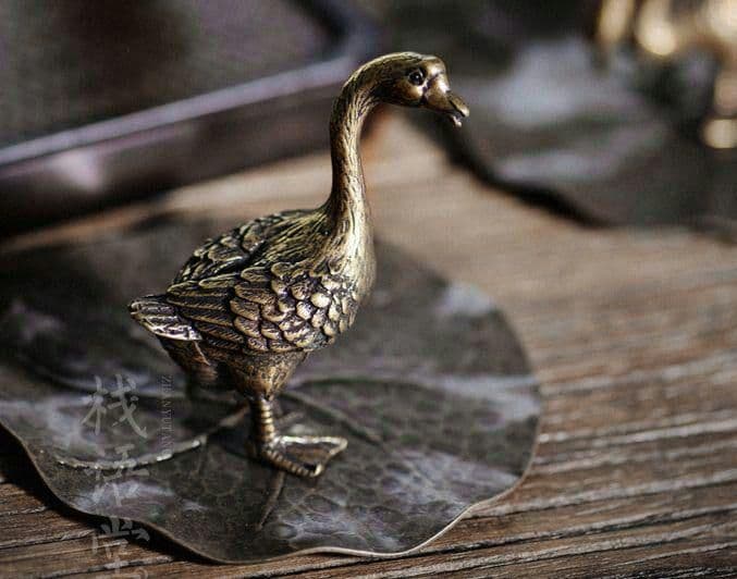 細工銅製  鳥高彫 銅刻印 開運置物*211