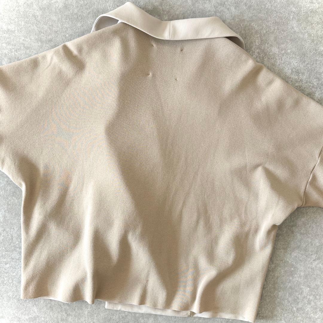 美品 自由区 ショールカラーコート 切り替え ベルト付き ベージュ 38 羽織