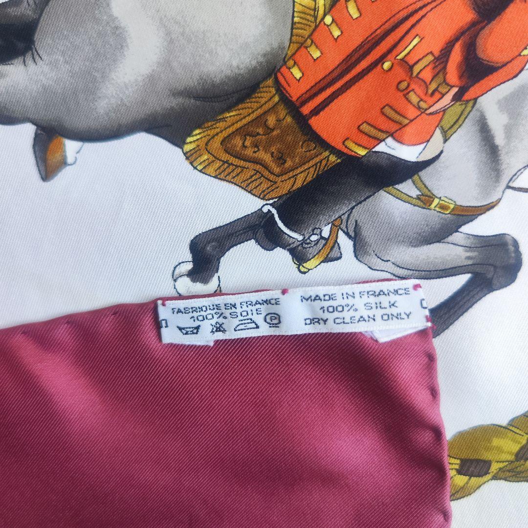 【美品】HERMES エルメス カレ90 REPRISE 乗馬風景 ボルドー系