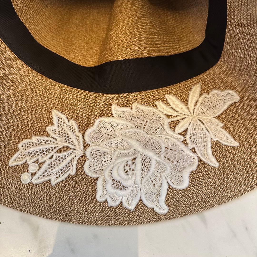 アシーナニューヨーク　バーバラ　フラワー　レース　帽子　麦わら帽子
