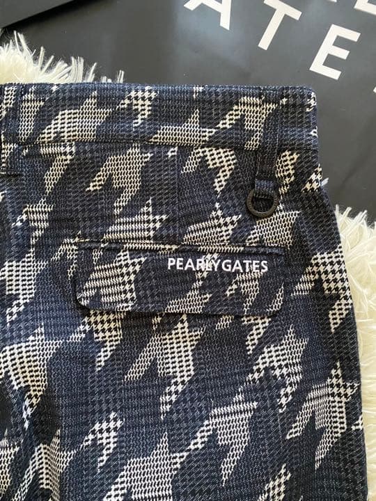 最新パーリーゲイツグレンチェック千鳥ジャガード起毛仕上げストレッチパンツサイズ4