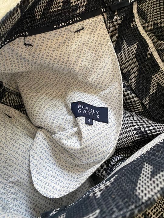 最新パーリーゲイツグレンチェック千鳥ジャガード起毛仕上げストレッチパンツサイズ4