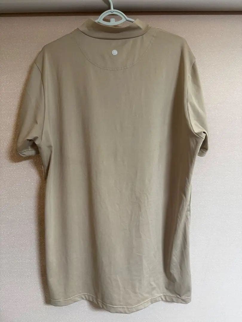 ブリーフィングゴルフ サイドロゴライン半袖モックネックシャツ　ベージュ　XL