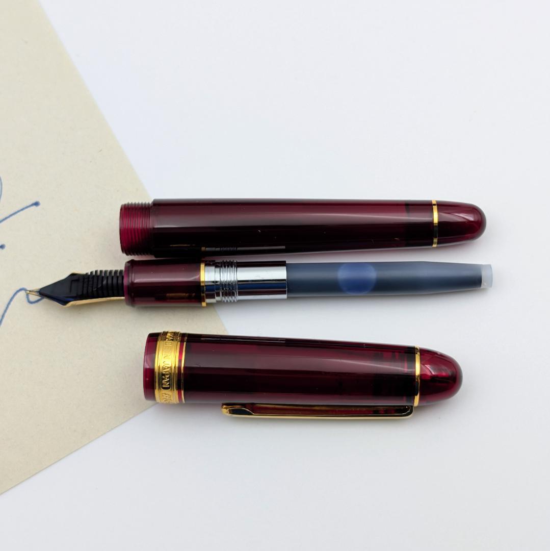 プラチナ 万年筆 ＃3776 センチュリー ブルゴーニュ 14K M中字 替芯付