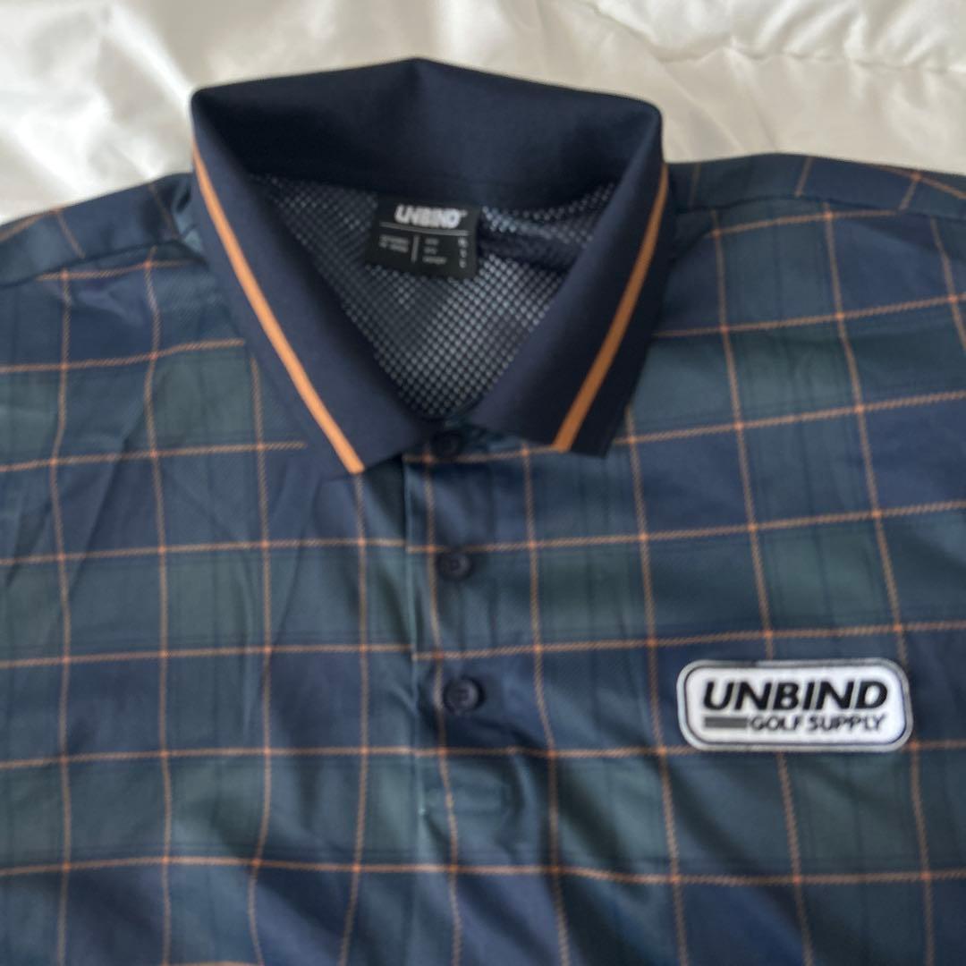 UNBIND ネイビー チェック柄 ポロシャツ XL