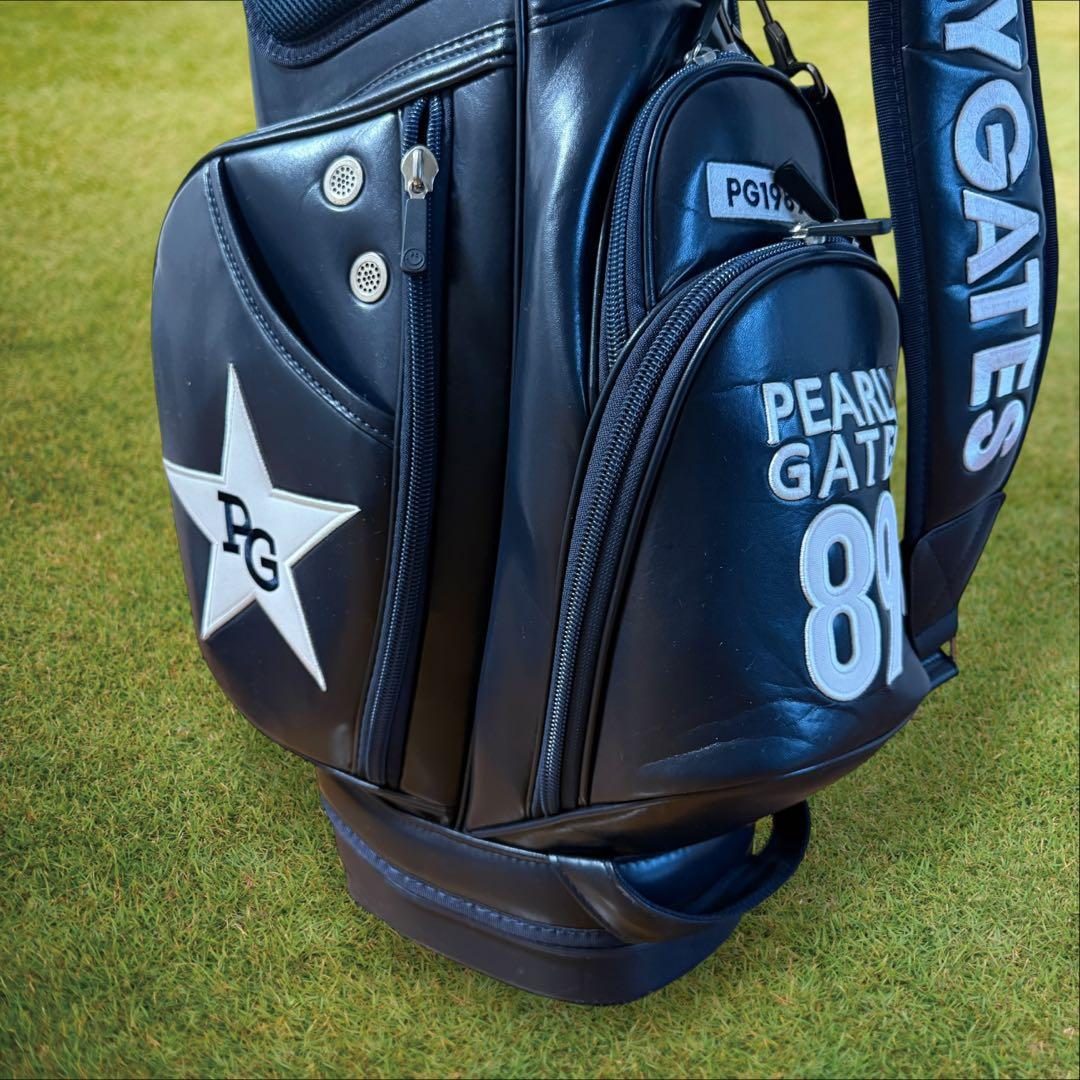 現行タグ　美品　パーリーゲイツ　キャディバッグ　スタンド　軽量　紺　ネイビー　白