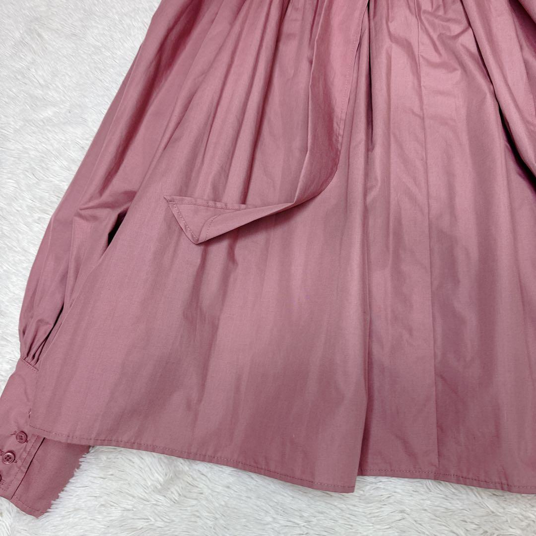 美品 マチャット バックリボン ギャザーブラウス バルーンスリーブ ピンク