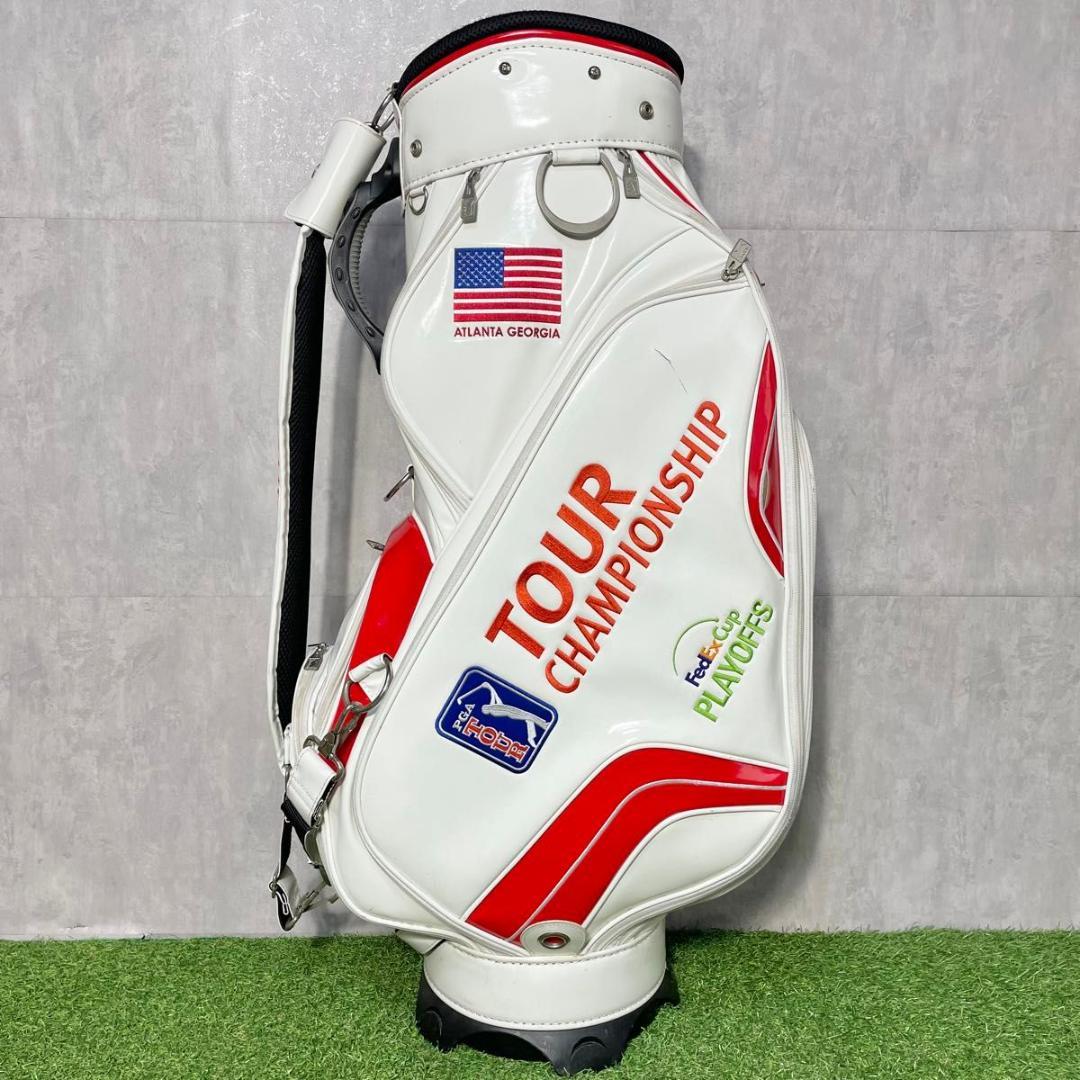 PGA TOUR キャディバッグ ゴルフバッグ エナメル 3点式 ホワイト 良品