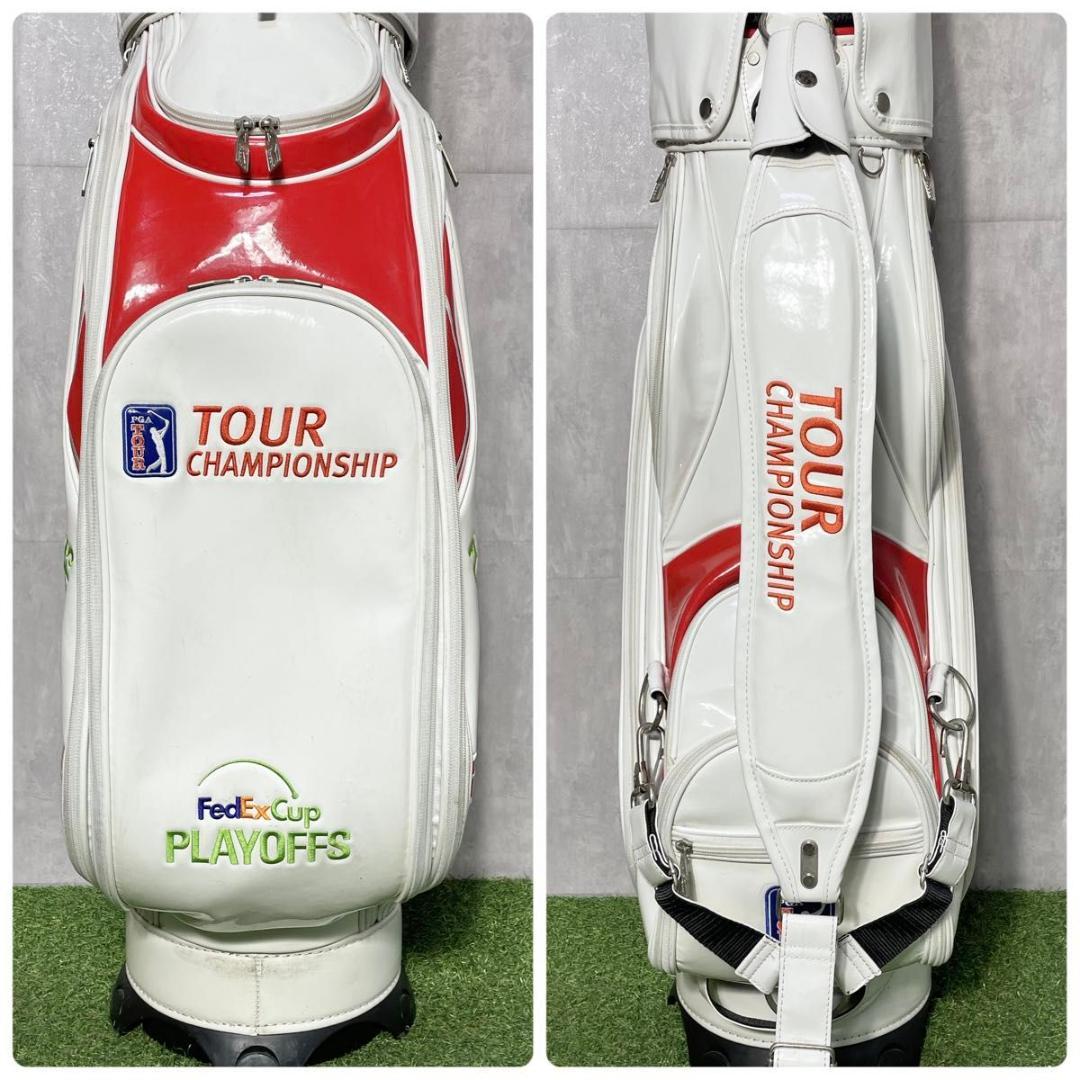 PGA TOUR キャディバッグ ゴルフバッグ エナメル 3点式 ホワイト 良品