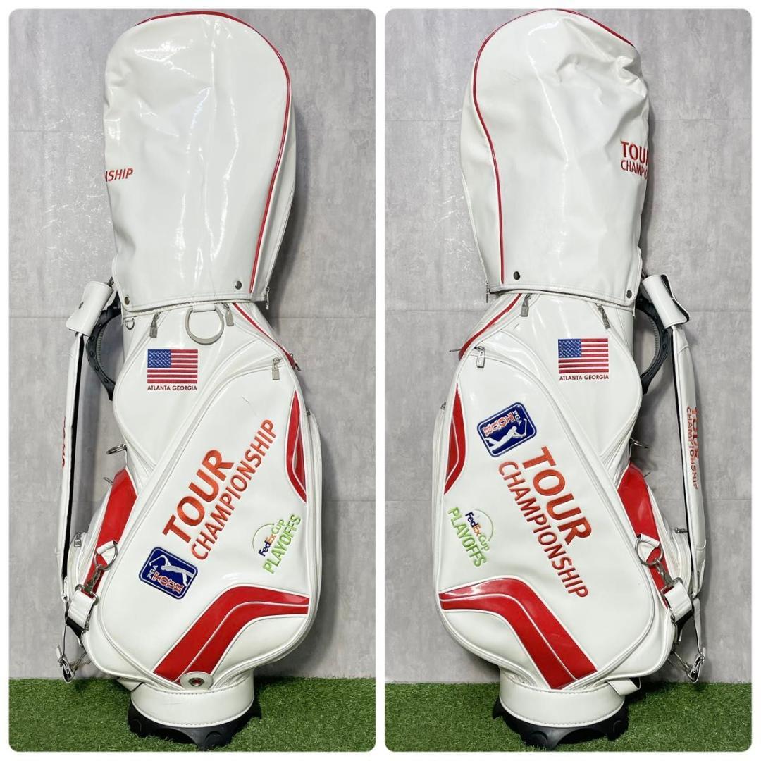 PGA TOUR キャディバッグ ゴルフバッグ エナメル 3点式 ホワイト 良品