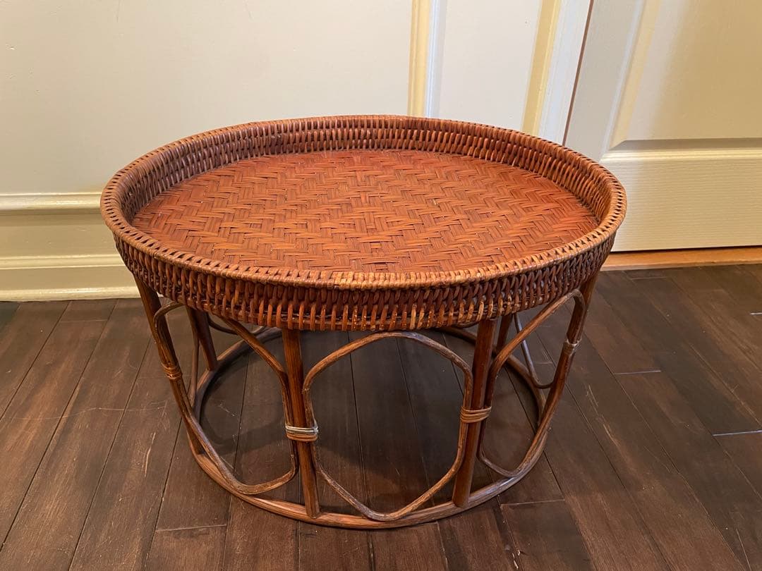 ラタンカントークテーブル　竹細工　アジアン雑貨