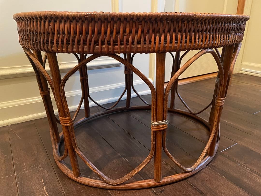 ラタンカントークテーブル　竹細工　アジアン雑貨