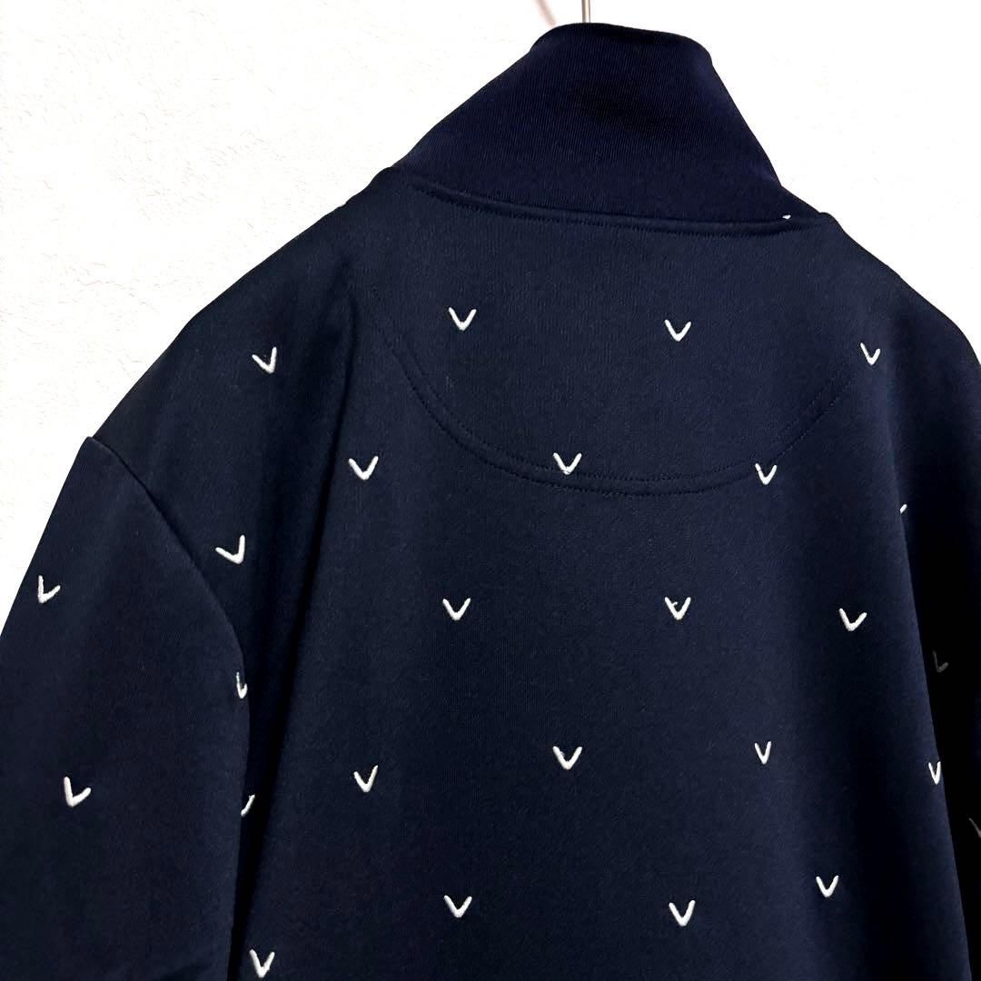 【新品】キャロウェイ　ダブルジップジャージ　トラックジャケット　濃紺　総柄刺繍