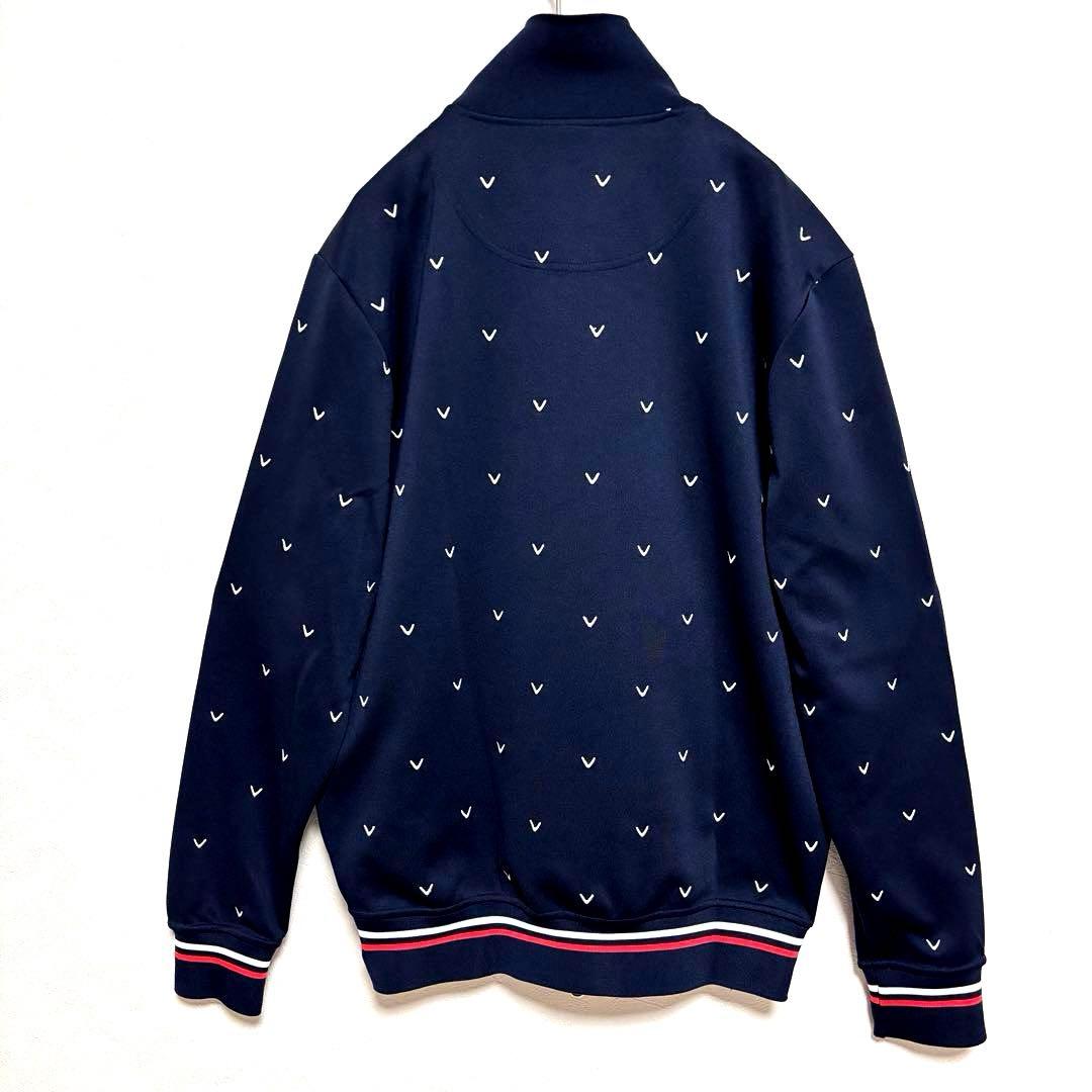 【新品】キャロウェイ　ダブルジップジャージ　トラックジャケット　濃紺　総柄刺繍