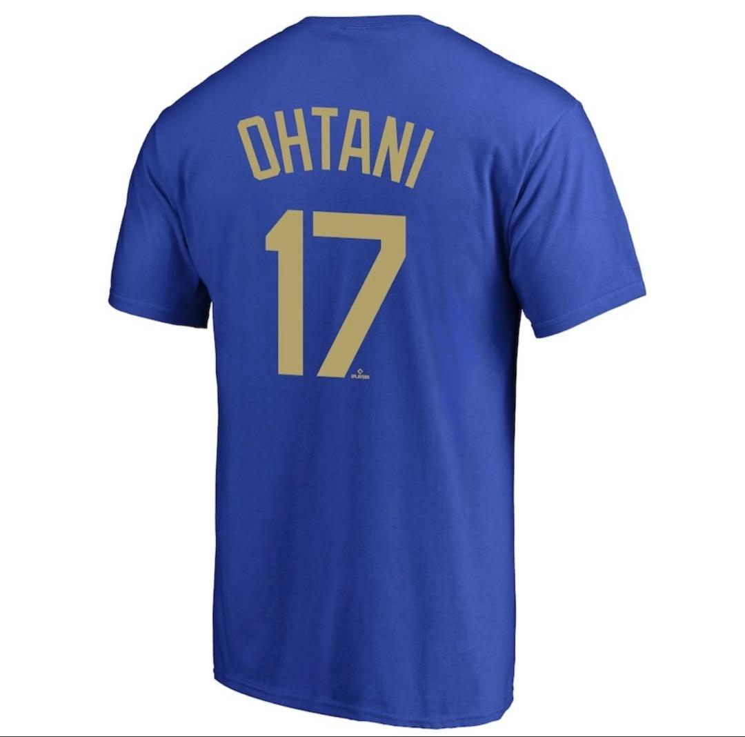 新品　公式限定　ドジャース　大谷翔平　MVP記念ゴールド背番号 Tシャツ　ブルー