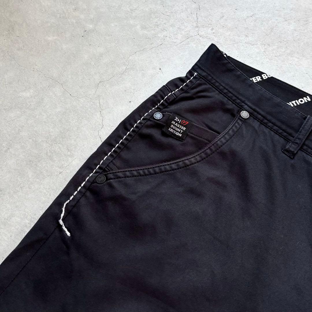 マスターバニーエディション ストレッチロングパンツ ロゴ メンズ5 黒 ゴルフ
