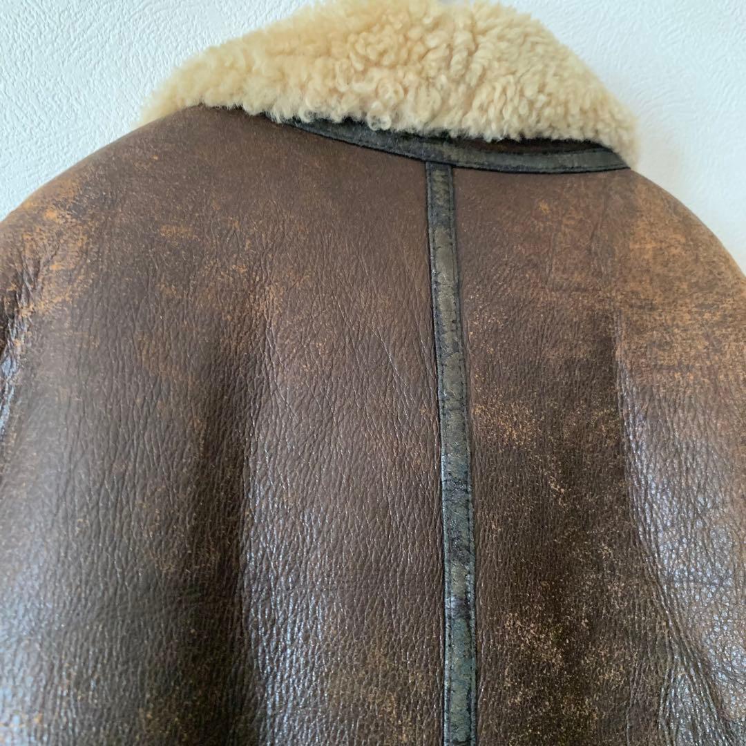 ムートン風 ボアジャケット ブラウン フライトジャケット B3 メンズM相当