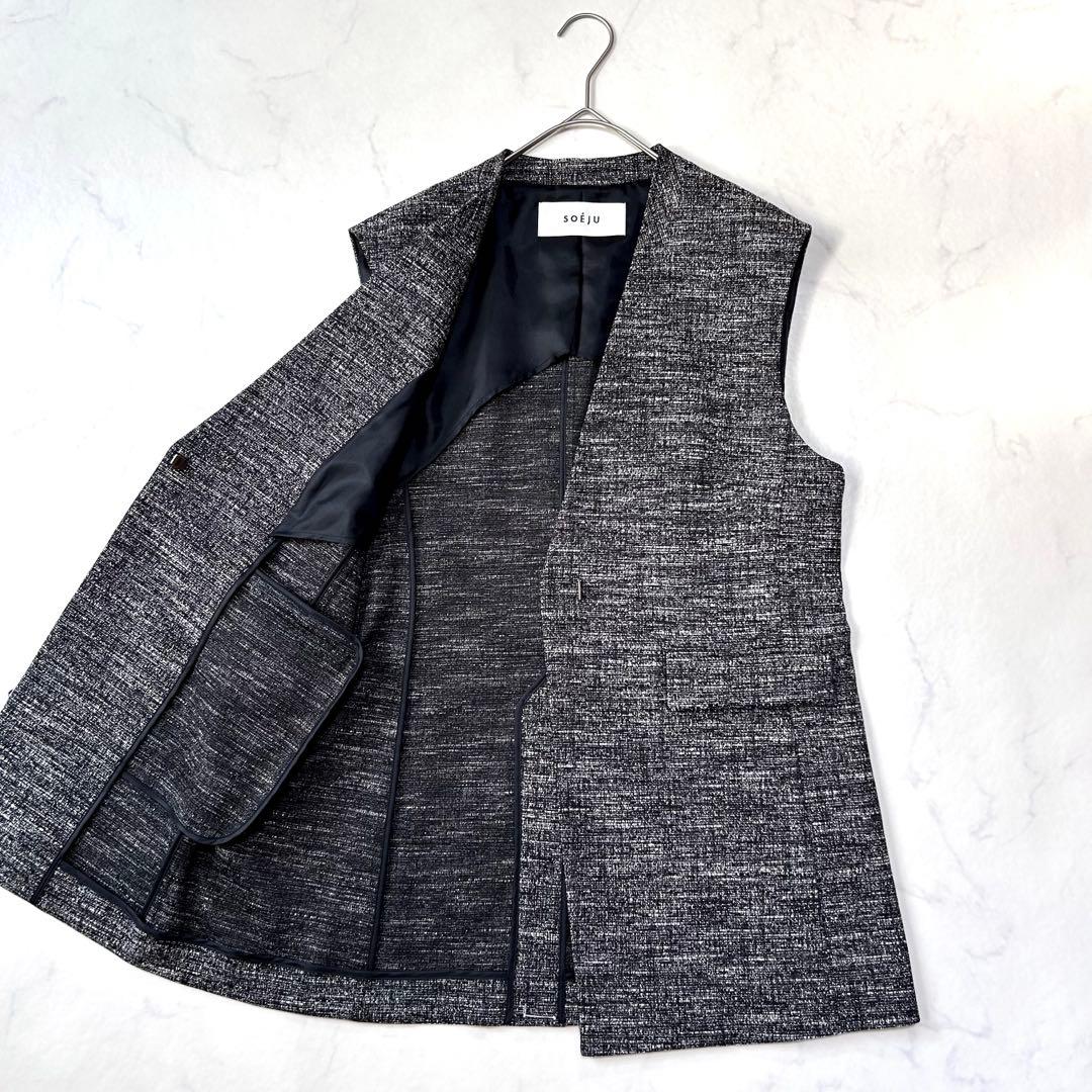 未使用級 ソージュ SOEJU ツィーディージャカードジレ ベストM ロング