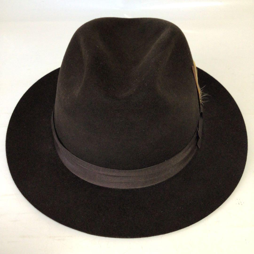 Bailey madison ウールフェルトハット ダークブラウン 羽根付き