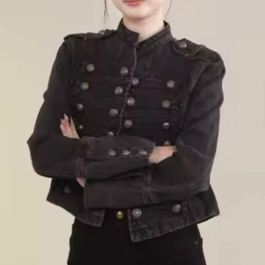 短丈&袖長ナポレオンデニムミリタリージャケット 当日/翌日発送