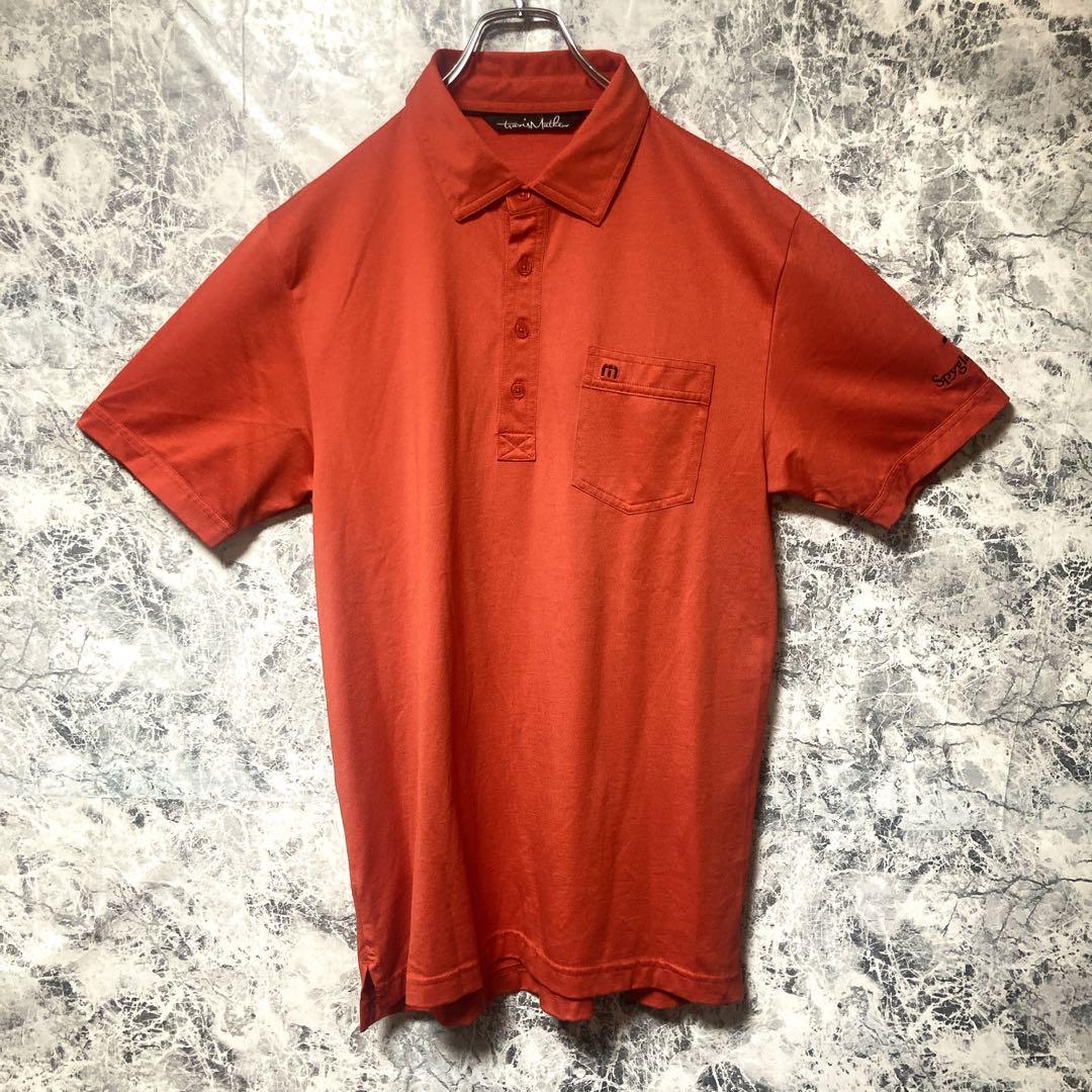 【未使用】トラビスマシュー ゴルフウェア ポロシャツ 刺繍 Mサイズ オレンジ
