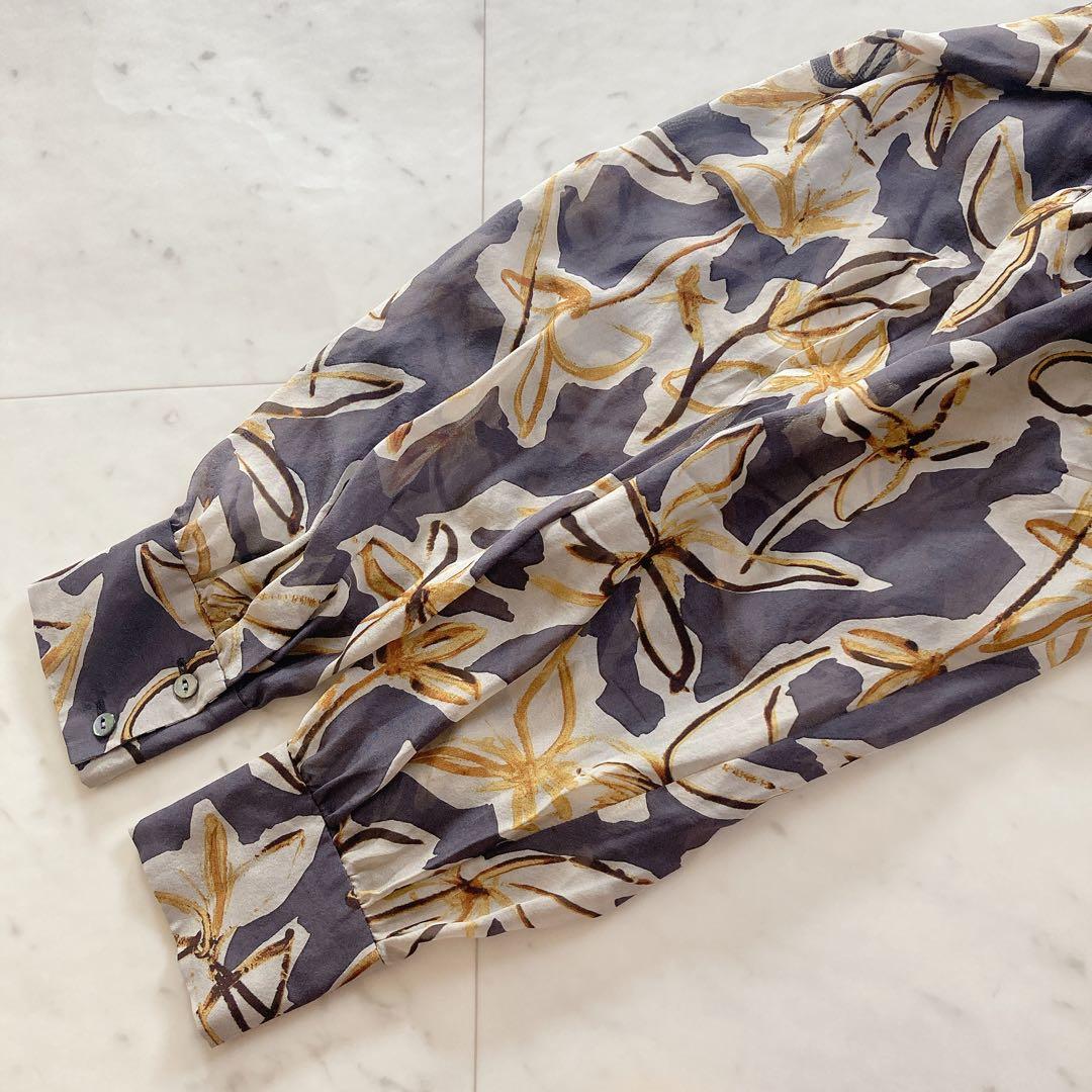 美品　トゥモローランドコレクション　フローフラワープリント ボウタイブラウス