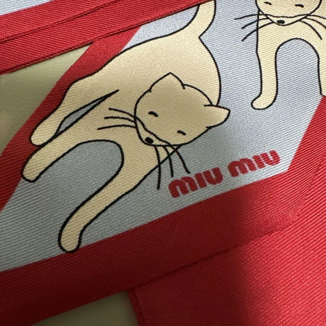miumiu ミュウミュウ スカーフ 猫柄 シルクスカーフ 数量限定品