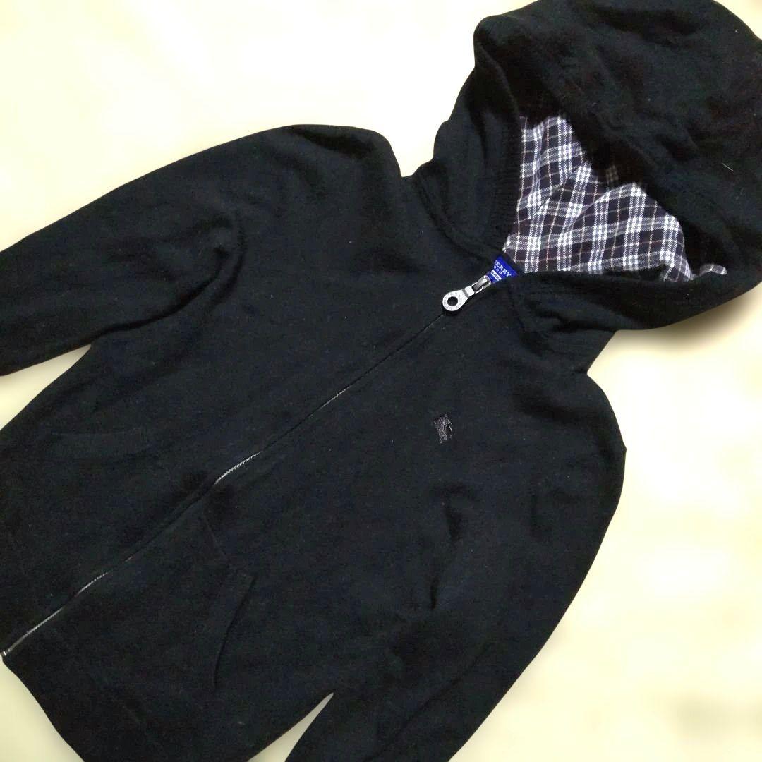 BURBERRYBLUELABEL ブラック フード トップス 毛100%