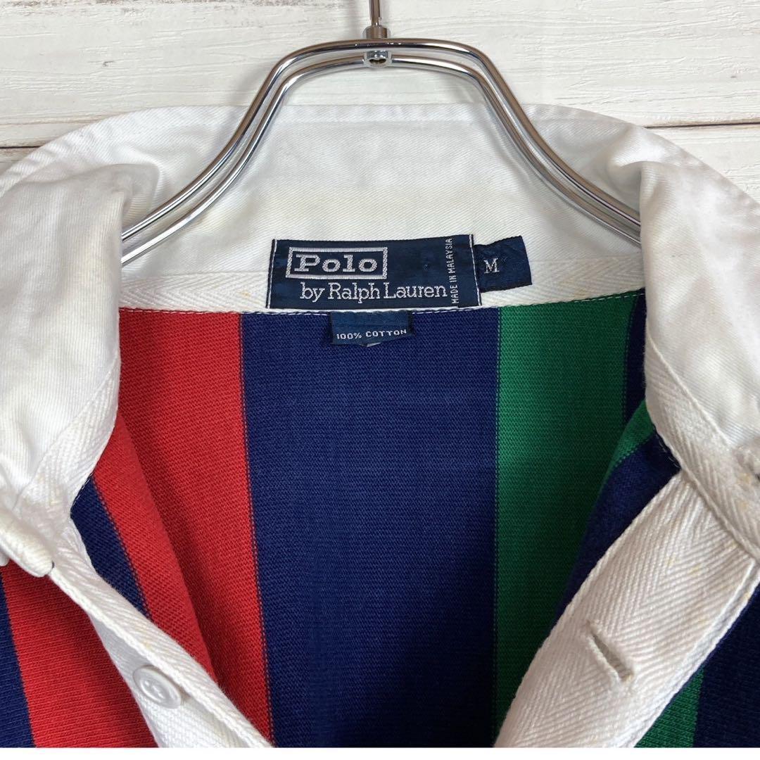 セール《美品》ポロバイラルフローレン☆M☆ラガーシャツ☆刺繍☆マルチストライプ