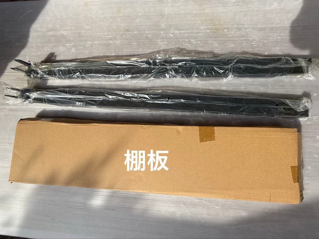 木製棚付きパイプベッド シングル ブラック