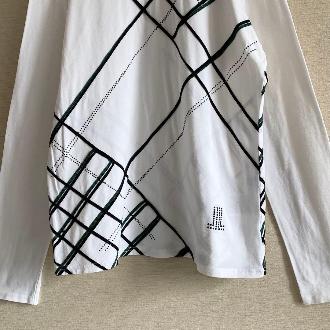 LANVIN SPORT 長袖ハイネックシャツ　ラインストーン　ロゴ　ゴルフ