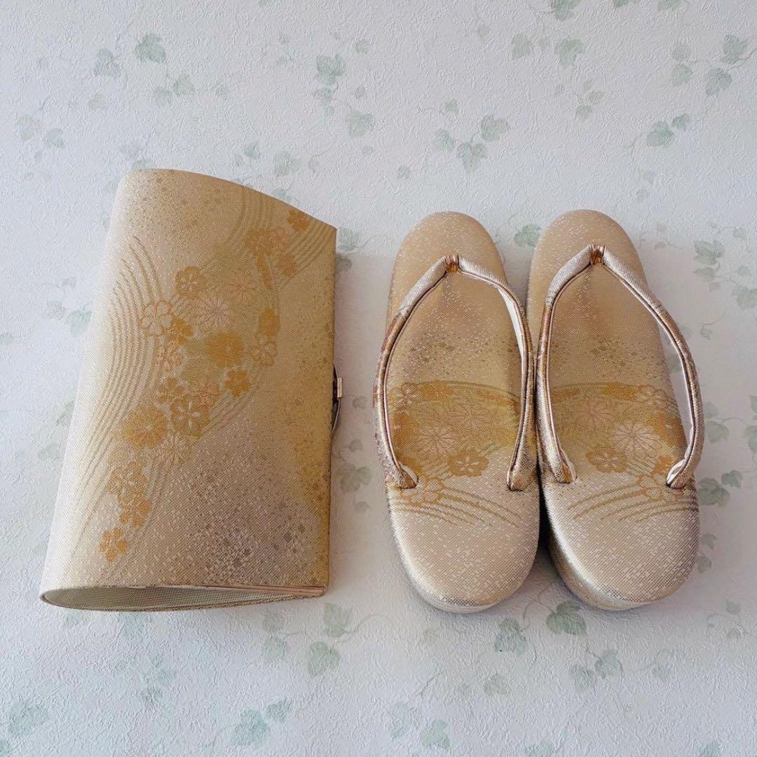 佐賀錦 金色刺繍 草履 バックセットLサイズ