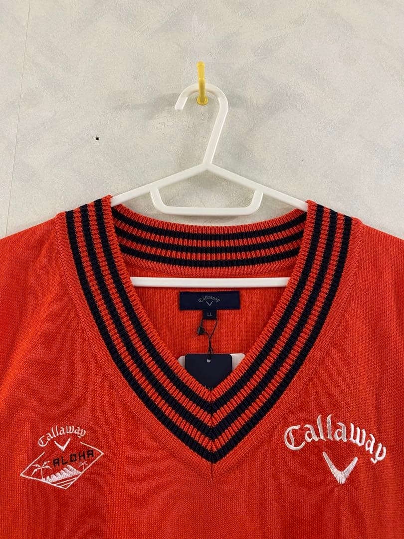 未使用品 Callaway ニットベスト LL メンズ キャロウェイ ロゴ 刺繍