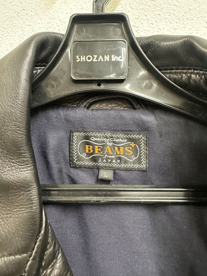☆ BEAMS+ ライダースジャケット 牛革 ダブル レザージャケット　Lサイズ