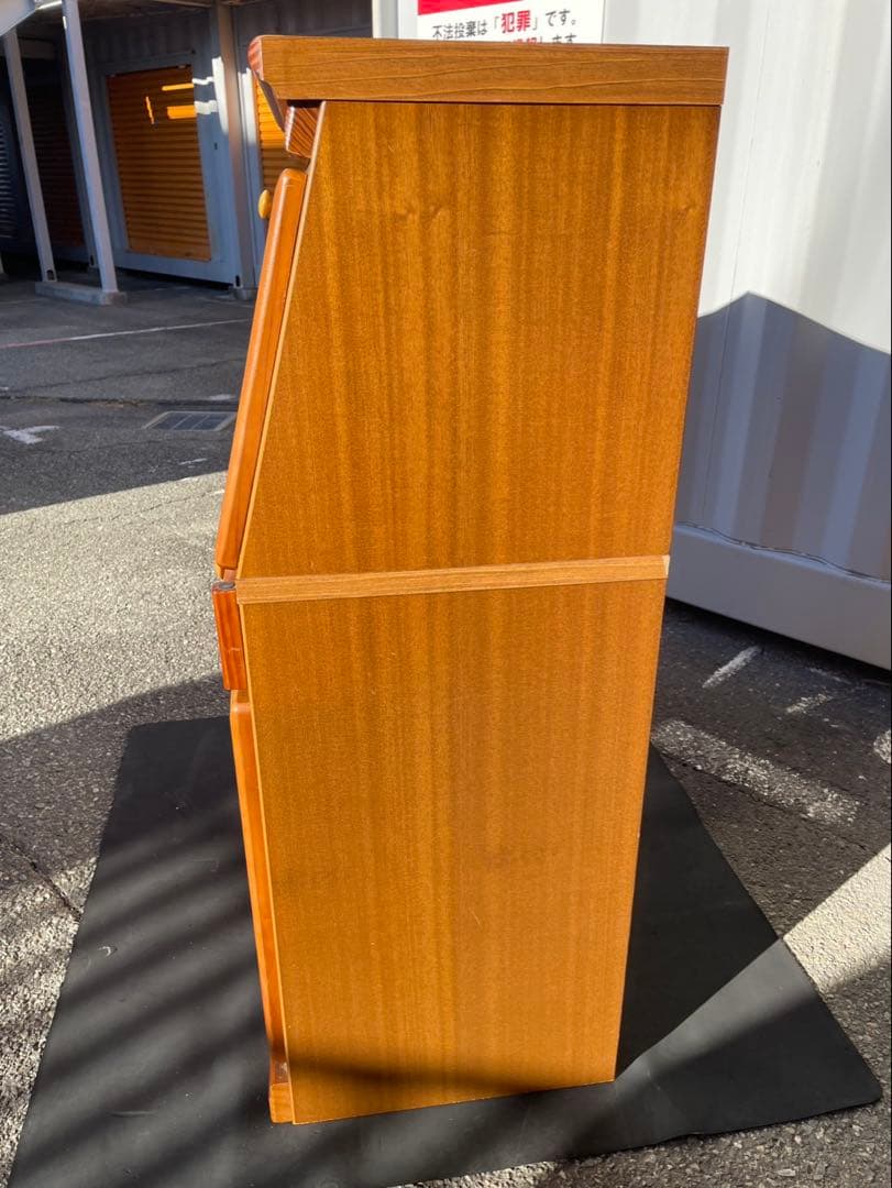 カントリー家具　ライティングビューロー　木製クラシックキャビネット　石タイル