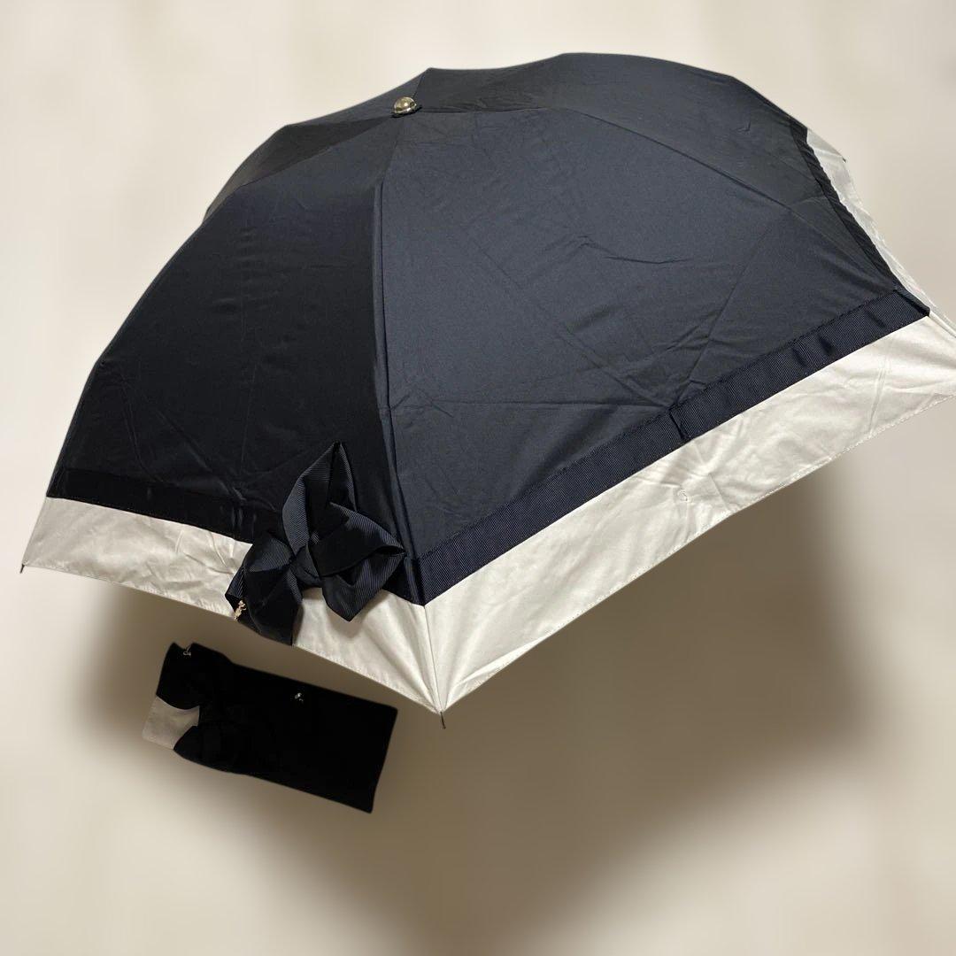 LANVIN 折りたたみ傘 晴雨兼用日傘 ブラック リボン