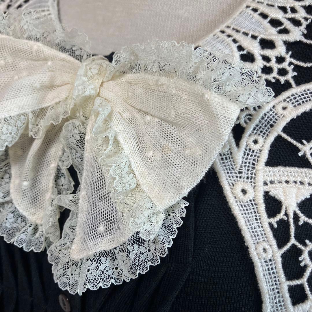 PINKHOUSE ピンクハウス レース襟クラシカルワンピース リボン ブラック