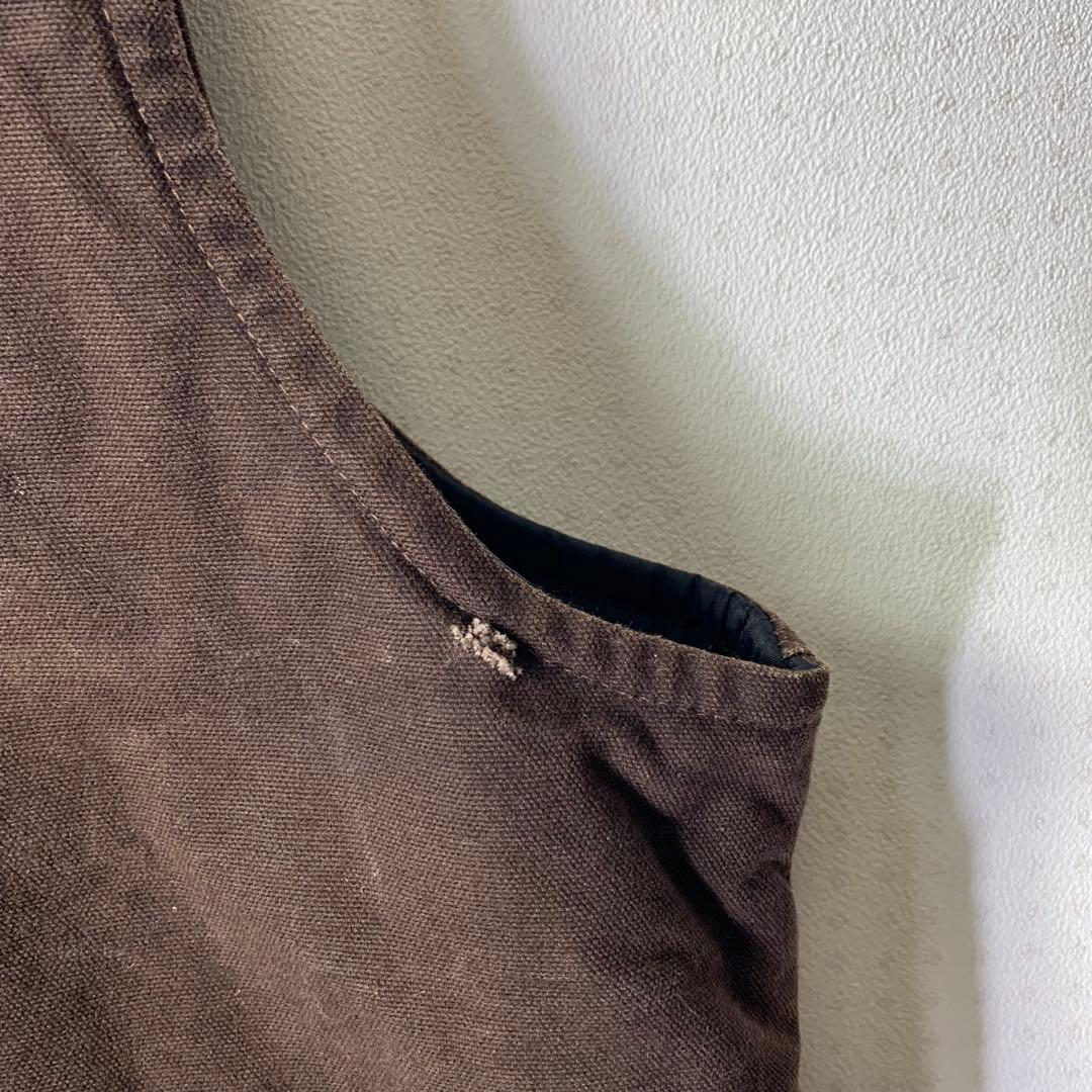 USA製 カーハート ダックベスト XXL ブラウン レザー V02 DKB