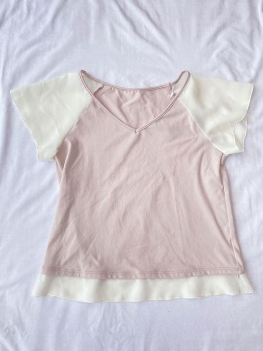 ラスト1 新品 チャコット バレエ★ シフォン切替えデザイントップス 薄ピンク