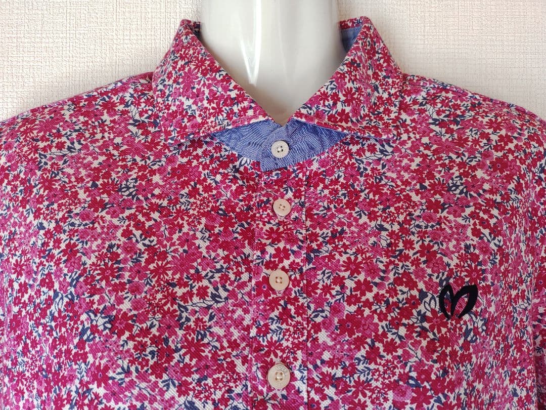 未使用　マスターバニー　花柄ポロシャツ　サイズ5　総柄　ロゴ刺繍