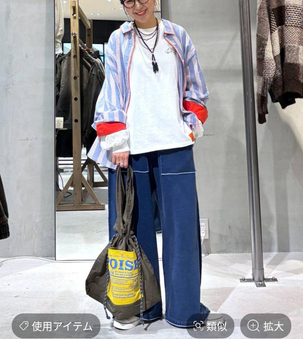 ニコアンド be with M Misayo シアストシャツ ブルーストライプ