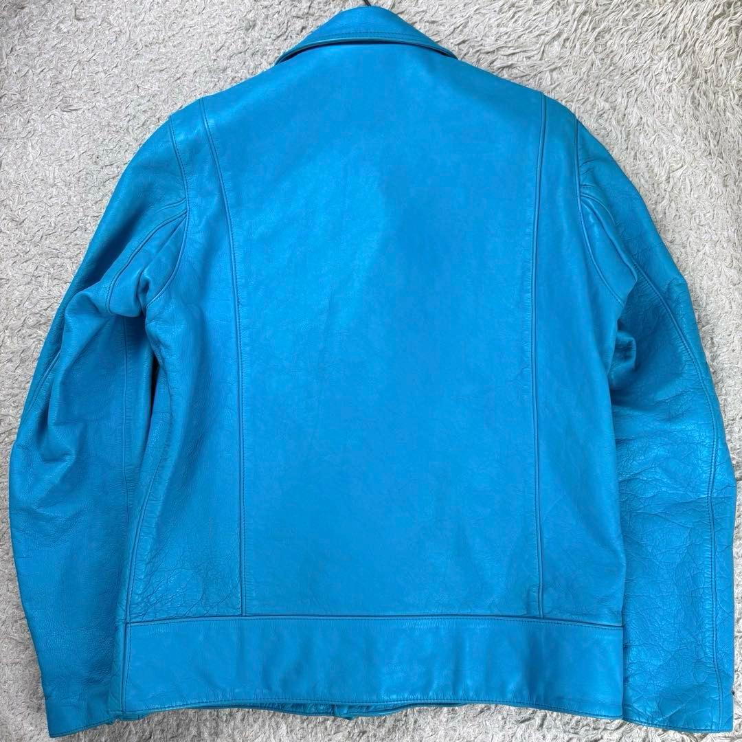 超希少★ベドウィン×ロンハーマン ライダースジャケット ターコイズブルー 牛革