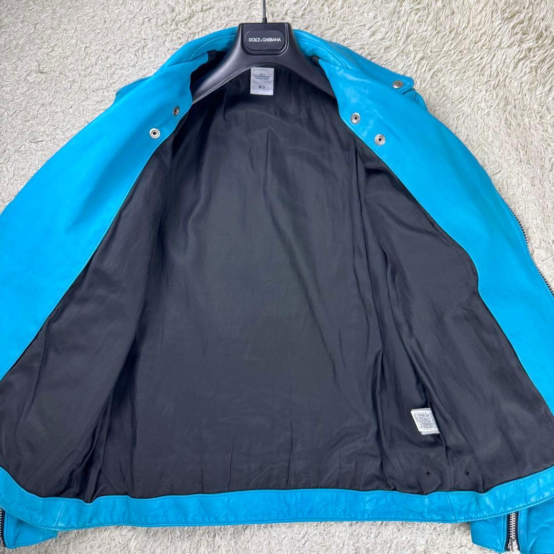 超希少★ベドウィン×ロンハーマン ライダースジャケット ターコイズブルー 牛革